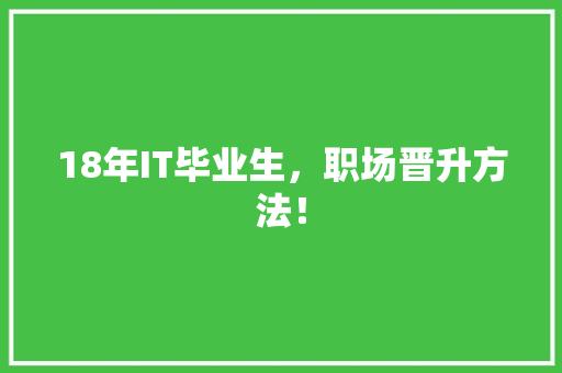 18年IT毕业生，职场晋升方法！ 必应SEO