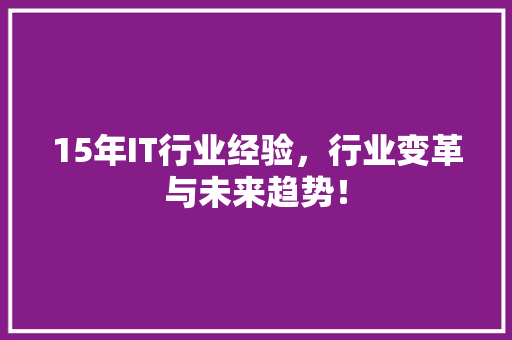 15年IT行业经验，行业变革与未来趋势！ 网站建设公司