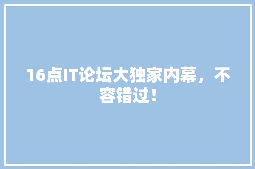 16点IT论坛大独家内幕，不容错过！ 必应SEO