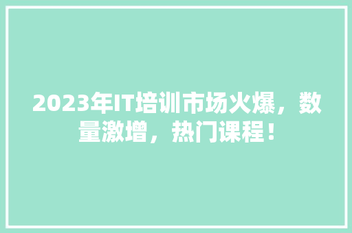 2023年IT培训市场火爆，数量激增，热门课程！ 搜狗SEO