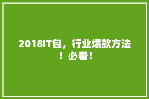 2018IT包，行业爆款方法！必看！ SEO关键词