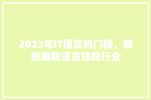 2023年IT语言热门榜，哪些编程语言领跑行业 百度SEO