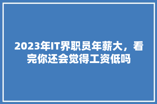 2023年IT界职员年薪大，看完你还会觉得工资低吗 网站建设公司