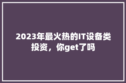 2023年最火热的IT设备类投资，你get了吗 必应SEO