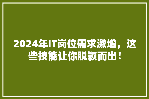 2024年IT岗位需求激增，这些技能让你脱颖而出！ 百度SEO