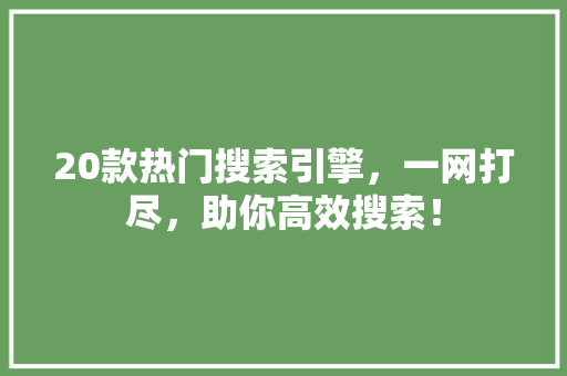 20款热门搜索引擎，一网打尽，助你高效搜索！ SEO关键词