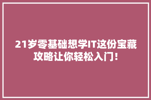 21岁零基础想学IT这份宝藏攻略让你轻松入门！ 必应SEO