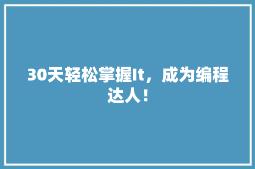 30天轻松掌握It，成为编程达人！ SEO关键词