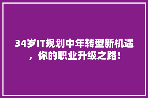 34岁IT规划中年转型新机遇，你的职业升级之路！ 网站建设公司
