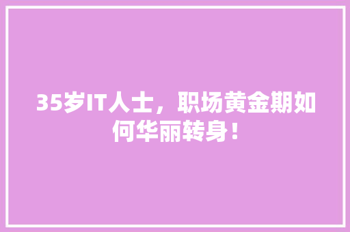 35岁IT人士，职场黄金期如何华丽转身！ SEO关键词