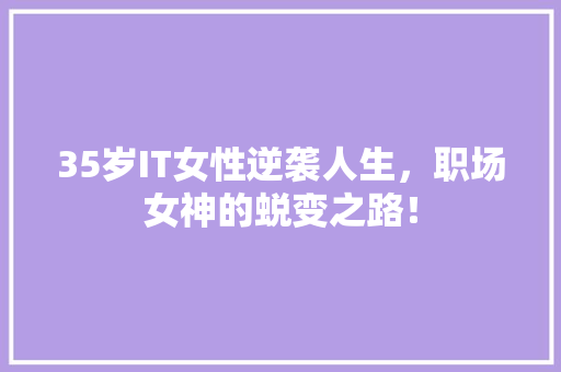 35岁IT女性逆袭人生，职场女神的蜕变之路！ 神马SEO