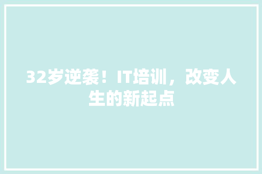 32岁逆袭！IT培训，改变人生的新起点 神马SEO