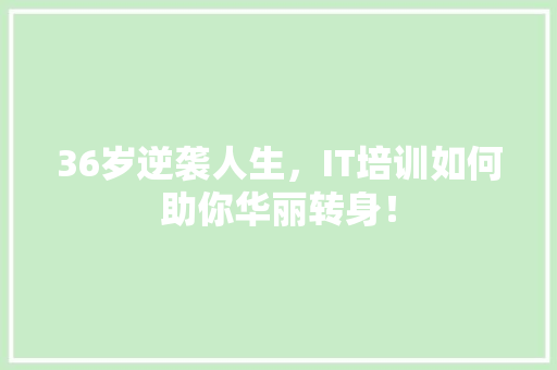36岁逆袭人生，IT培训如何助你华丽转身！ 网站建设公司