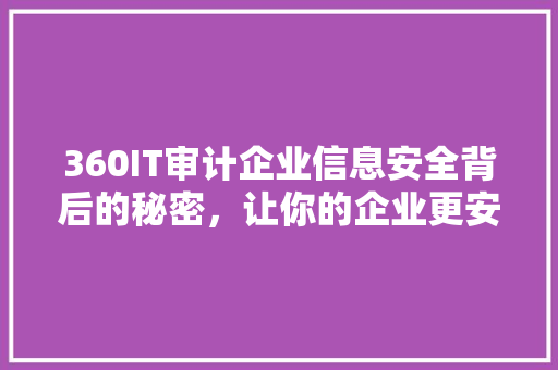 360IT审计企业信息安全背后的秘密，让你的企业更安全！ 百度SEO