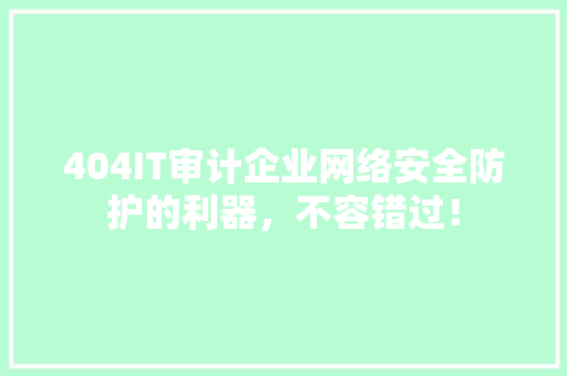 404IT审计企业网络安全防护的利器，不容错过！ 必应SEO
