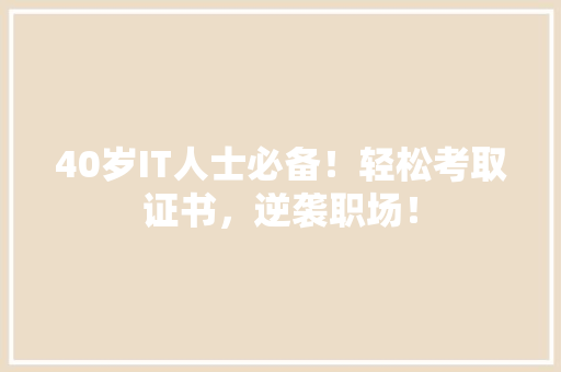 40岁IT人士必备！轻松考取证书，逆袭职场！ SEO关键词