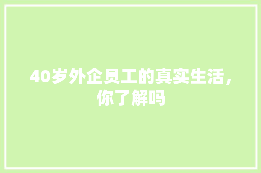40岁外企员工的真实生活，你了解吗 必应SEO