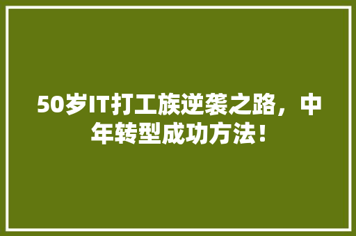50岁IT打工族逆袭之路，中年转型成功方法！ 神马SEO