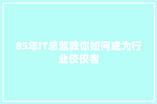 85年IT总监教你如何成为行业佼佼者 必应SEO
