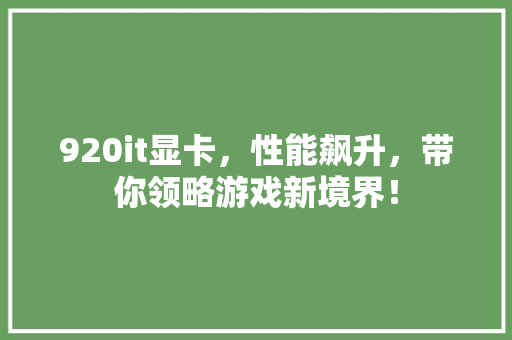 920it显卡，性能飙升，带你领略游戏新境界！ 必应SEO