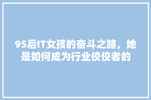 95后IT女孩的奋斗之路，她是如何成为行业佼佼者的 神马SEO