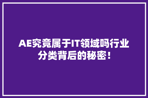 AE究竟属于IT领域吗行业分类背后的秘密！ 网站建设公司