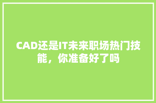 CAD还是IT未来职场热门技能，你准备好了吗 神马SEO