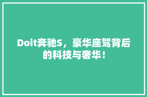 Doit奔驰S，豪华座驾背后的科技与奢华！ 网站建设公司