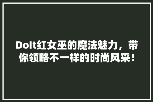 DoIt红女巫的魔法魅力，带你领略不一样的时尚风采！ 百度SEO
