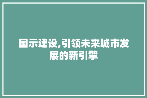 国示建设,引领未来城市发展的新引擎