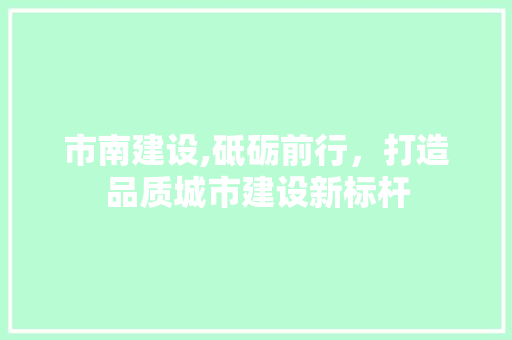 市南建设,砥砺前行，打造品质城市建设新标杆 百度SEO