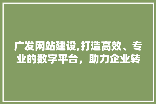 广发网站建设,打造高效、专业的数字平台，助力企业转型升级 神马SEO