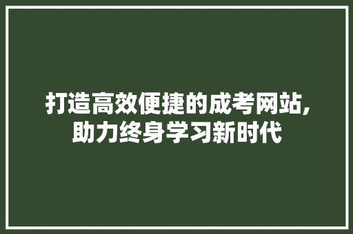 打造高效便捷的成考网站,助力终身学习新时代 百度SEO