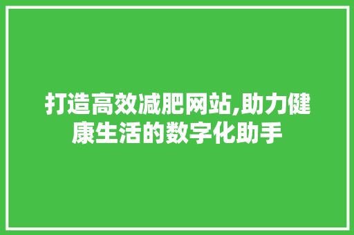 打造高效减肥网站,助力健康生活的数字化助手 百度SEO