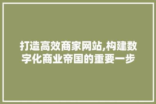 打造高效商家网站,构建数字化商业帝国的重要一步 搜狗SEO