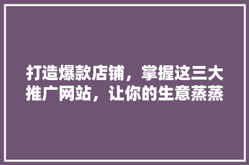 打造爆款店铺，掌握这三大推广网站，让你的生意蒸蒸日上！ SEO关键词