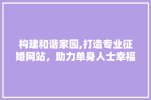 构建和谐家园,打造专业征婚网站，助力单身人士幸福牵手 网站建设公司