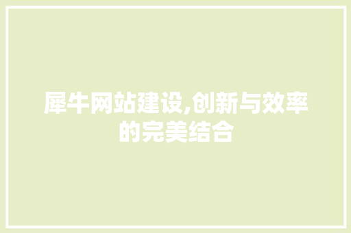 犀牛网站建设,创新与效率的完美结合 必应SEO