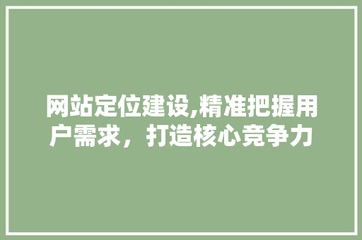网站定位建设,精准把握用户需求，打造核心竞争力 神马SEO