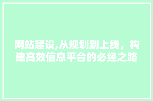 网站建设,从规划到上线，构建高效信息平台的必经之路 神马SEO