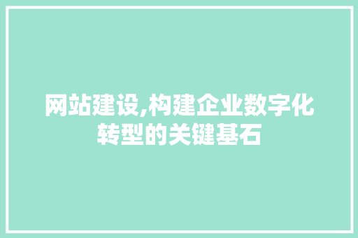 网站建设,构建企业数字化转型的关键基石 搜狗SEO
