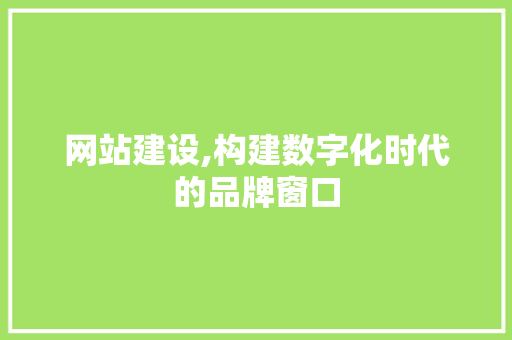 网站建设,构建数字化时代的品牌窗口