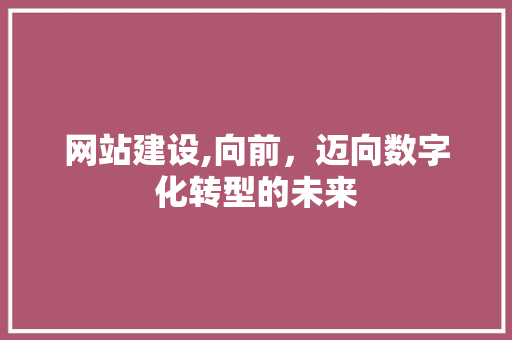 网站建设,向前，迈向数字化转型的未来 网站建设公司