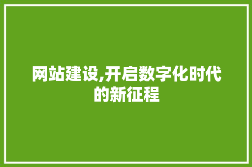 网站建设,开启数字化时代的新征程 网站建设公司