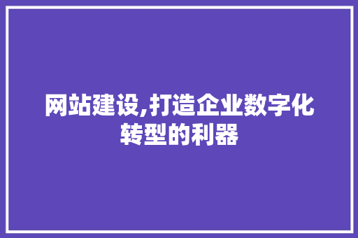 网站建设,打造企业数字化转型的利器 网站建设公司