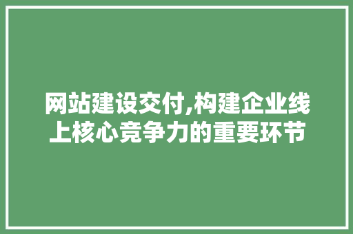 网站建设交付,构建企业线上核心竞争力的重要环节 搜狗SEO