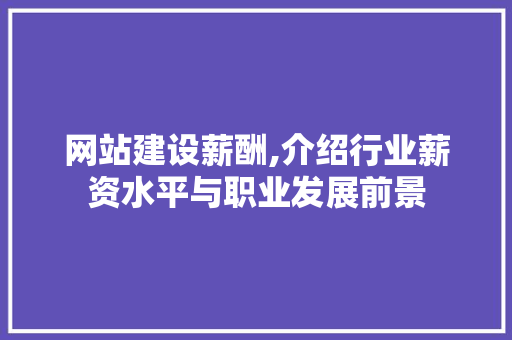 网站建设薪酬,介绍行业薪资水平与职业发展前景 搜狗SEO