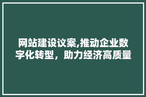 网站建设议案,推动企业数字化转型，助力经济高质量发展 搜狗SEO