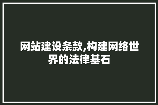 网站建设条款,构建网络世界的法律基石 百度SEO