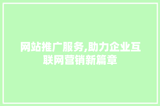 网站推广服务,助力企业互联网营销新篇章 百度SEO